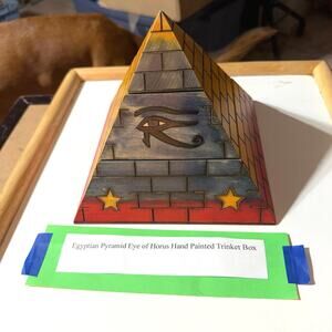 Vintage EWB MM4 Egyptian Pyramid Box Eye of Horus Poland Wood Trinket